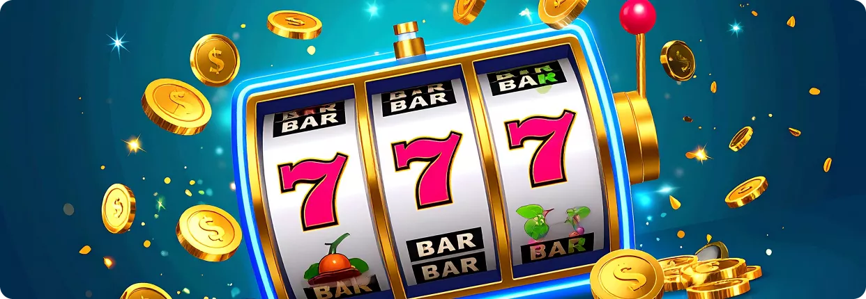 Pin-Up kazino slot maşını üç yeddi və düşən sikkələrlə.