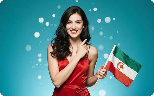 Pin-Up qızı Azərbaycan bayrağını tutur.